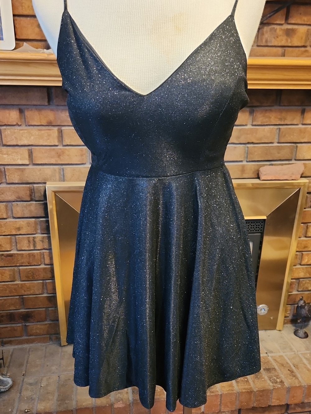 Small Sparkle Black Fit & Flare Dress LBD Cocktail Holidays Mini Dress